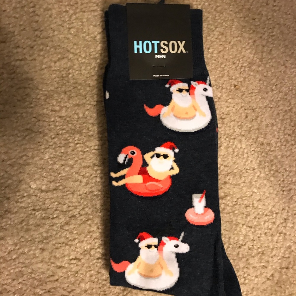 Men’s Christmas Santa flamingo socks